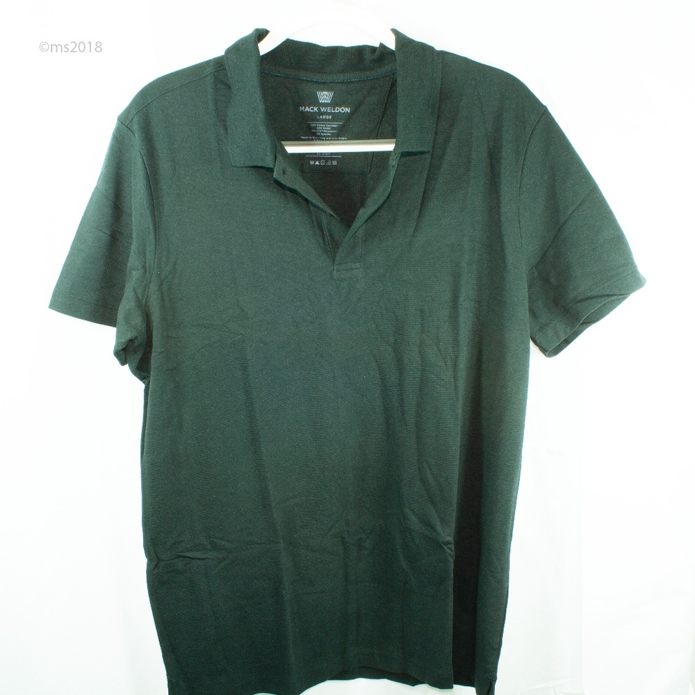 Mack Weldon Mens Silver Pique Polo True Black